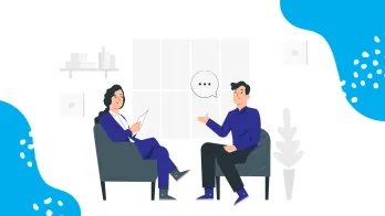 Illustration of someone talking to a counselor 